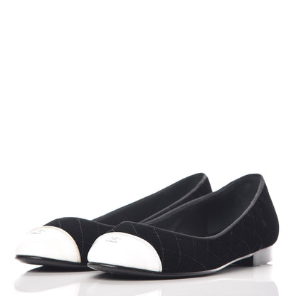 Chanel Velvet Lambskin Cap Toe Ballerina Flats 36.5 Black 3 of 15