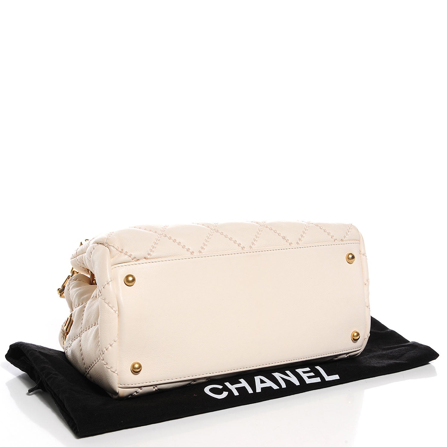 Chanel Calfskin Quilted Retro Chain Tote Ivory 4 of 8