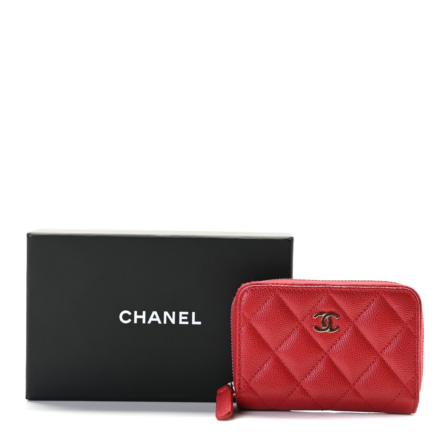 Chanel Caviar Quilted Zip Coin Purse Red 8 of 8