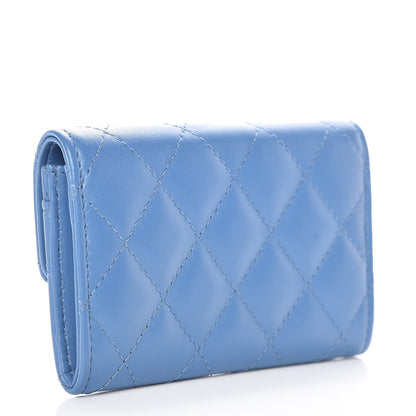 Chanel Lambskin Quilted Card Holder Wallet Blue 3 of 11