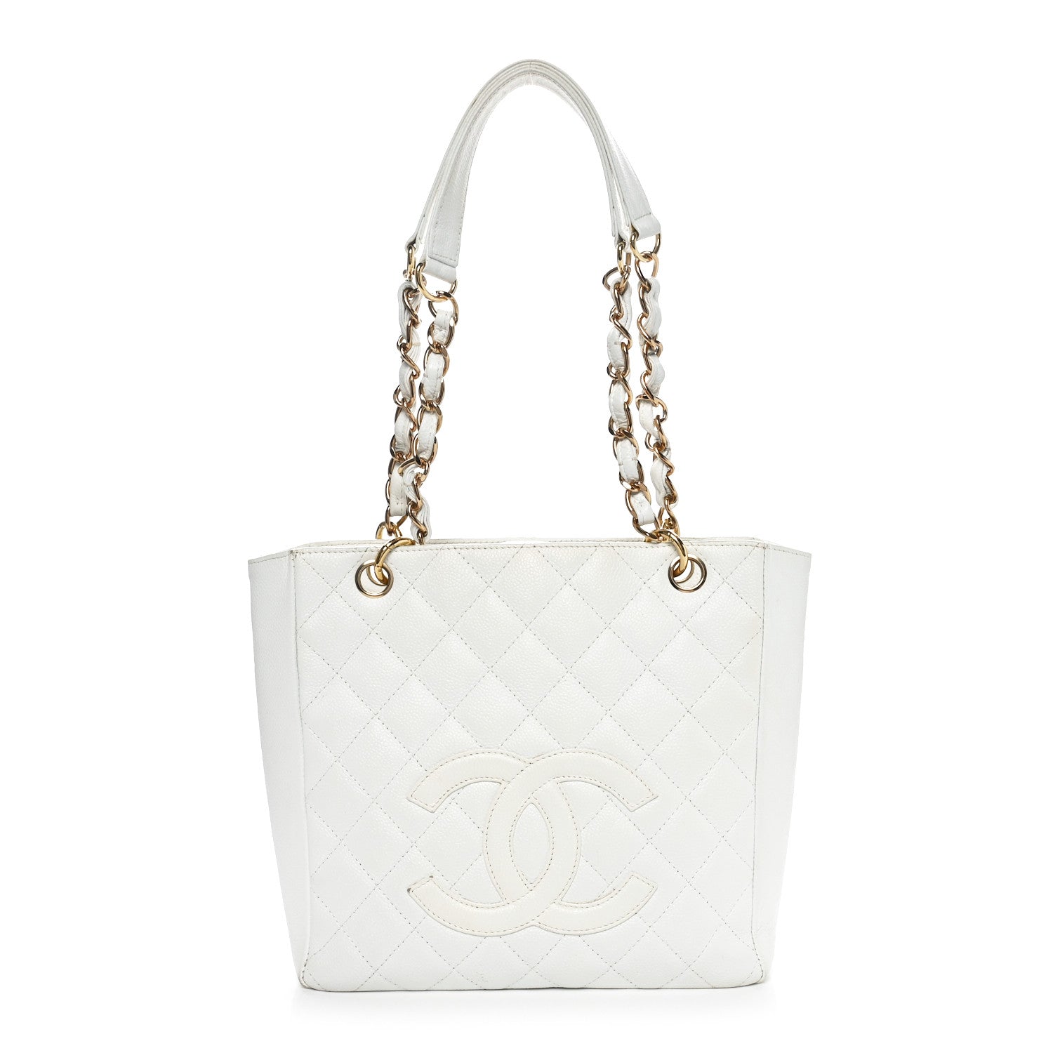 Chanel Caviar Quilted Petit Shopping Tote PST White 1 of 10