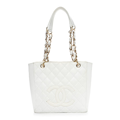 Chanel Caviar Quilted Petit Shopping Tote PST White 1 of 10