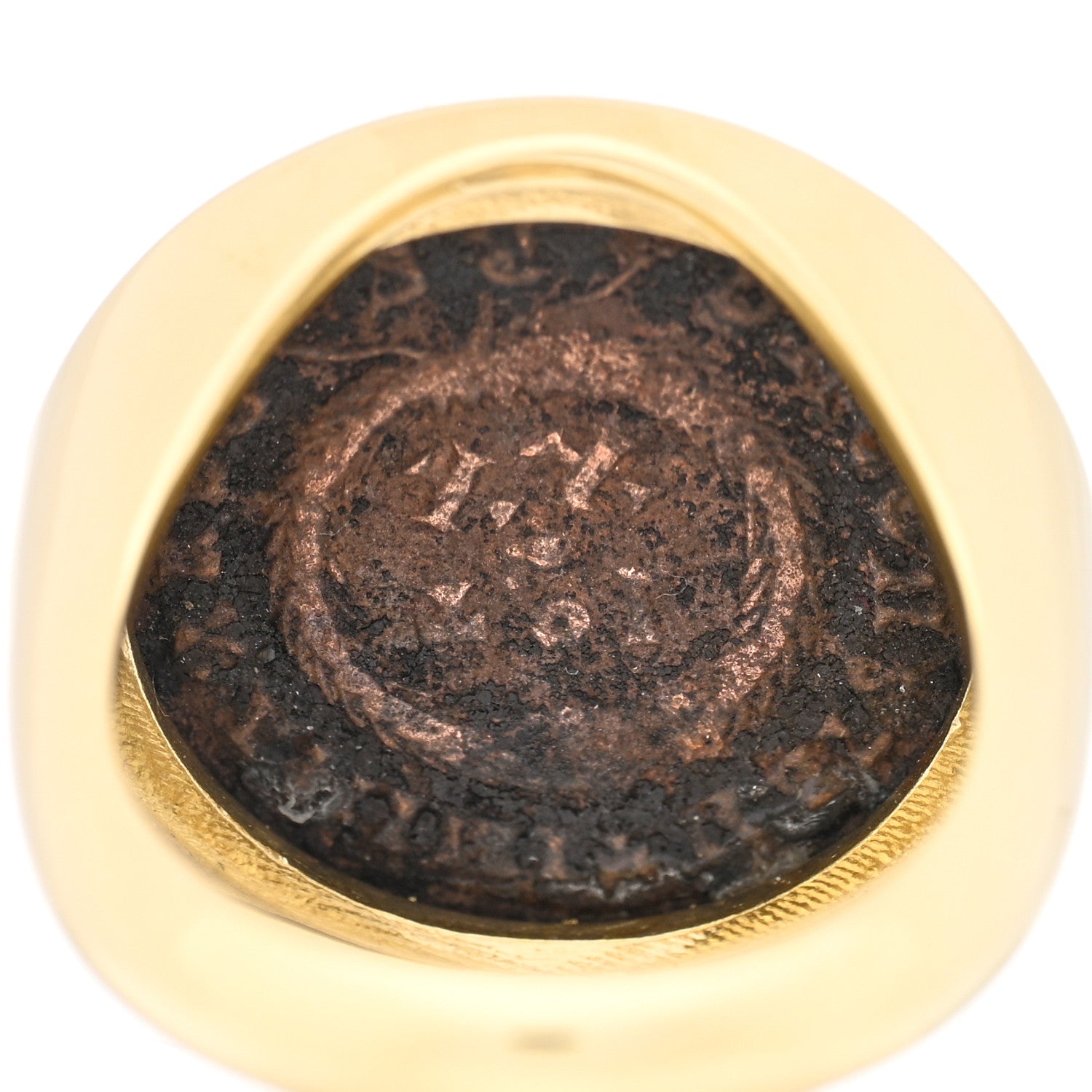 Parker & West by FASHIONPHILE 18K Yellow Gold Ancient Coin Signet Ring 53 6.25 5 of 6