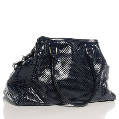 Fendi Patent Perforated Calfskin Bag De Jour Perforated Tote Navy 3 of 10