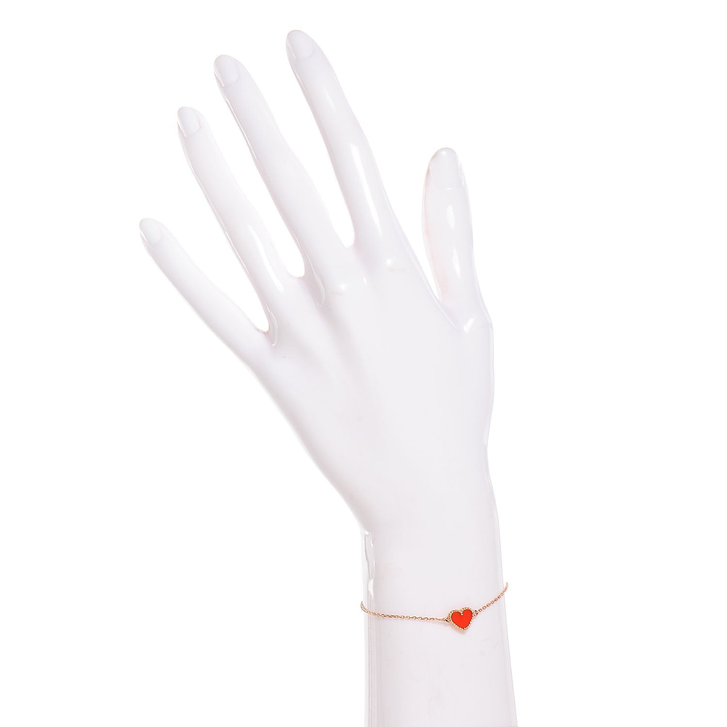 Van Cleef & Arpels 18K Rose Gold Carnelian Sweet Alhambra Heart Bracelet 3 of 5