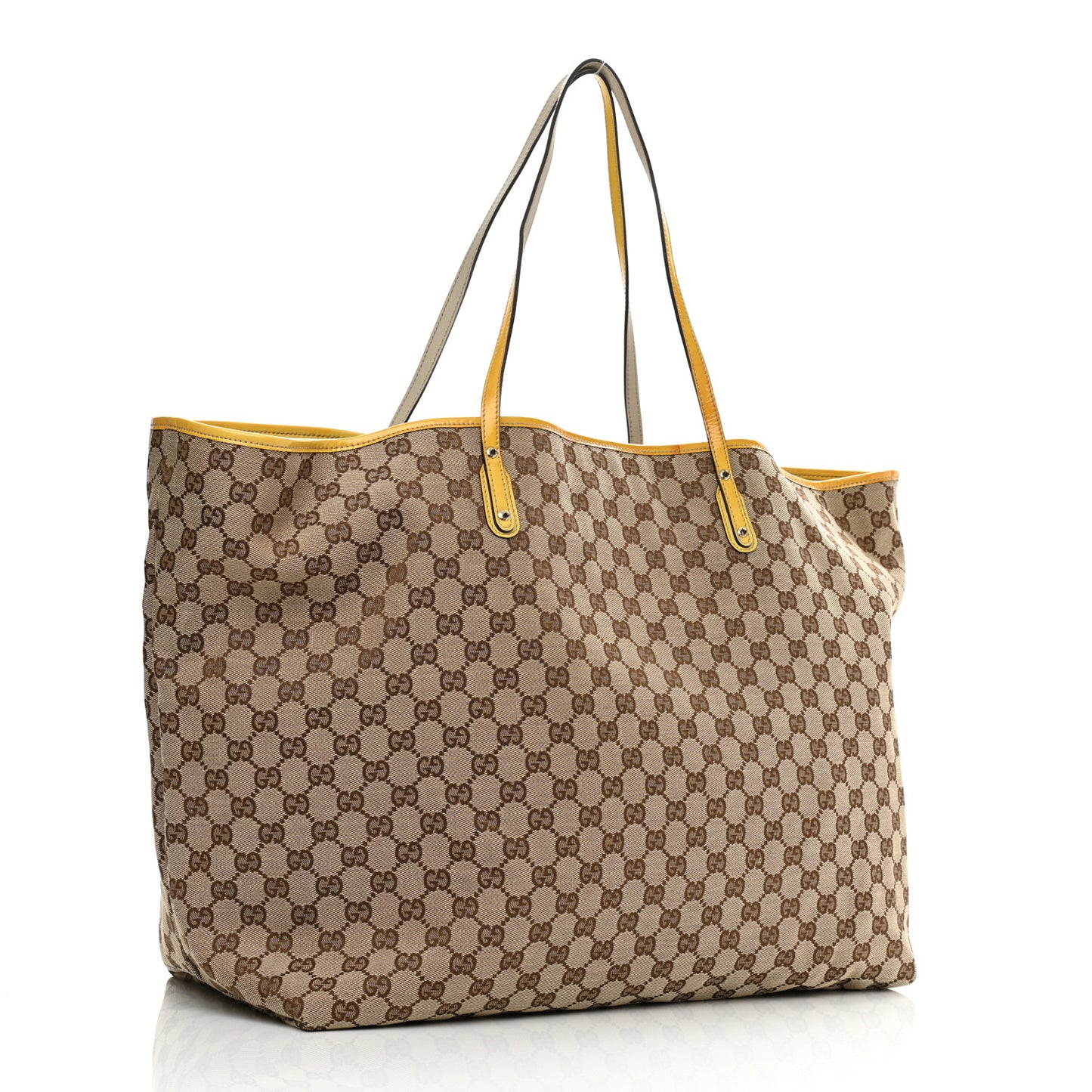 GG Monogram Patent Oliver Pug Tote Yellow Beige