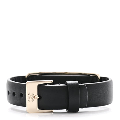 Chanel Calfskin Logo Buckle Bracelet S Black 3 of 6
