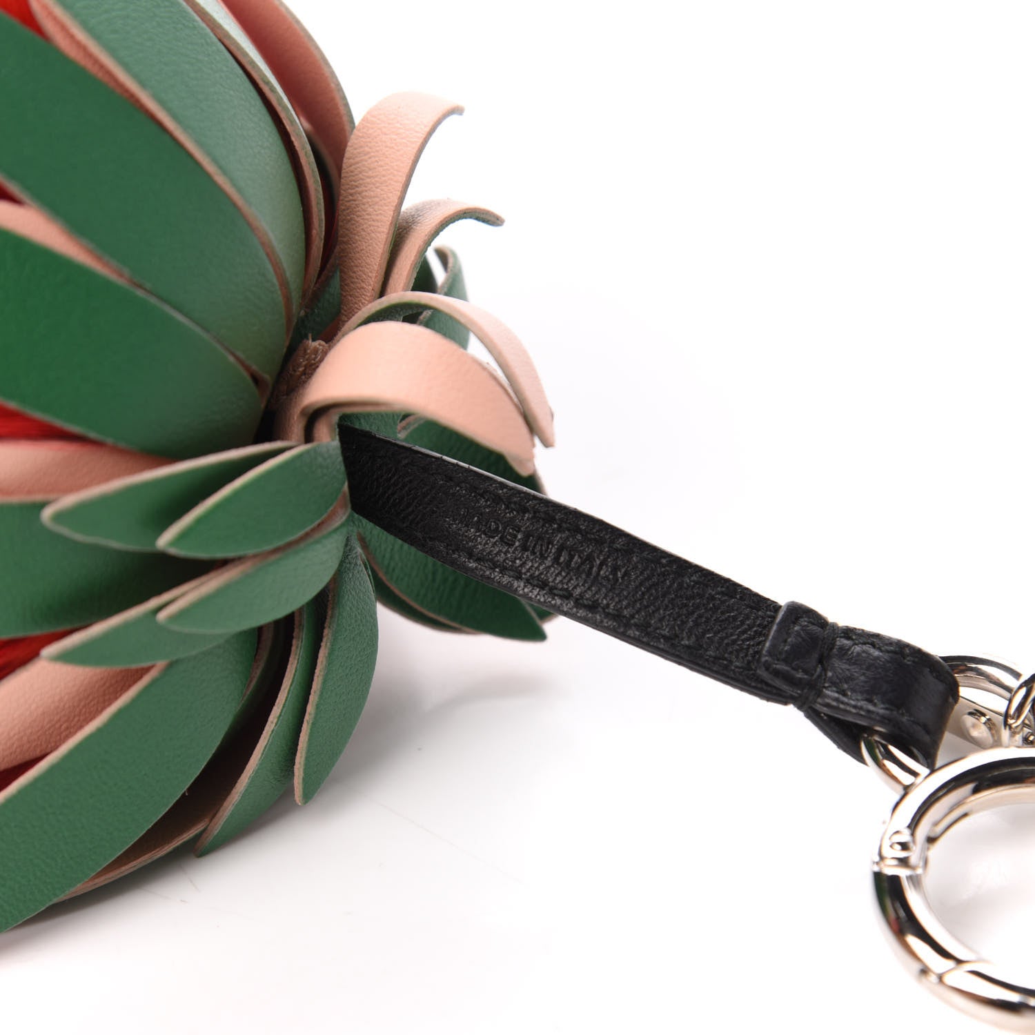 Fendi Fox Rabbit Fur Nappa Pineapple Bag Charm Rosso Cactus Multicolor 5 of 6
