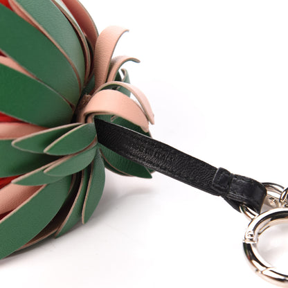 Fendi Fox Rabbit Fur Nappa Pineapple Bag Charm Rosso Cactus Multicolor 5 of 6