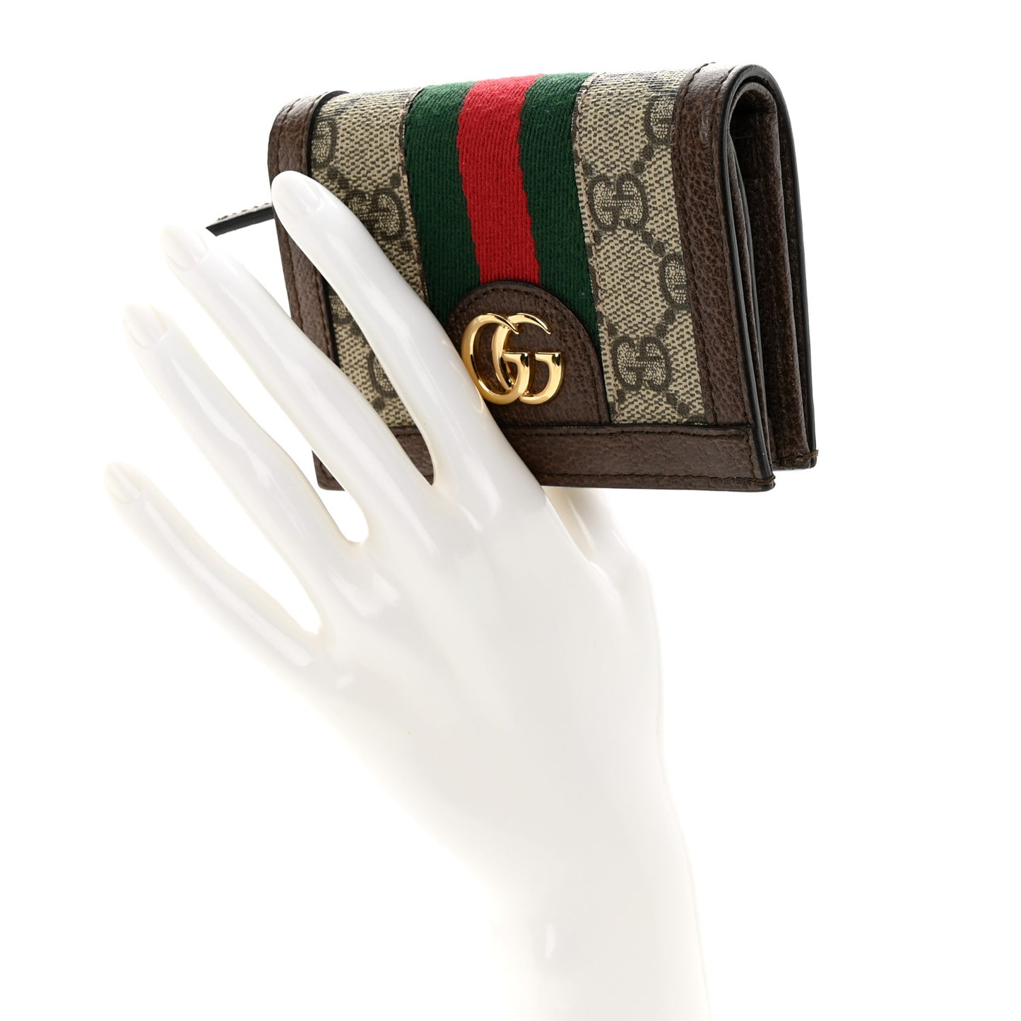 GG Supreme Monogram Web Ophidia Card Case Beige New Acero