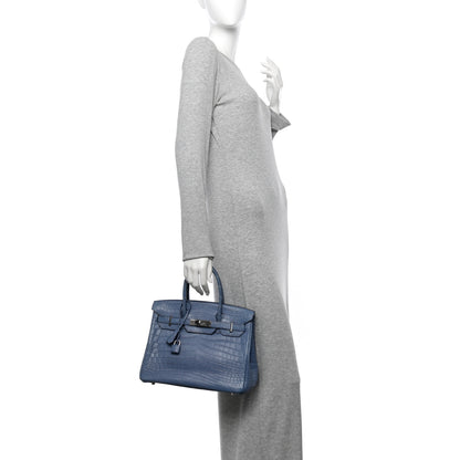Hermes Matte Niloticus Crocodile Birkin 30 Bleu Ciel 3 of 45