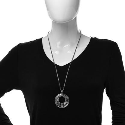 David Yurman Sterling Silver Diamond Large Stax Pendant Necklace 2 of 6