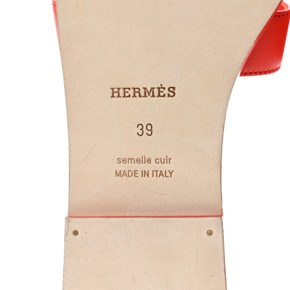 Hermes Box Calfskin Oran Sandals 39 Rouge Jaipur 6 of 9