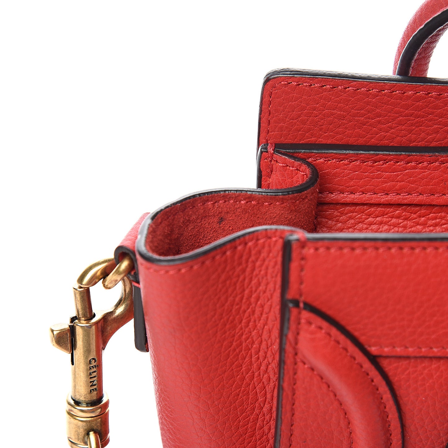 Drummed Calfskin Nano Luggage Coquelicot