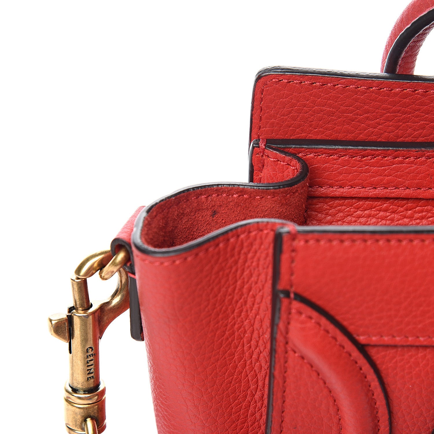 Celine Drummed Calfskin Nano Luggage Coquelicot 11 of 12