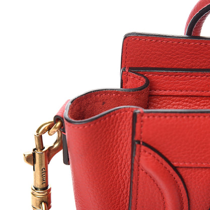 Celine Drummed Calfskin Nano Luggage Coquelicot 11 of 12