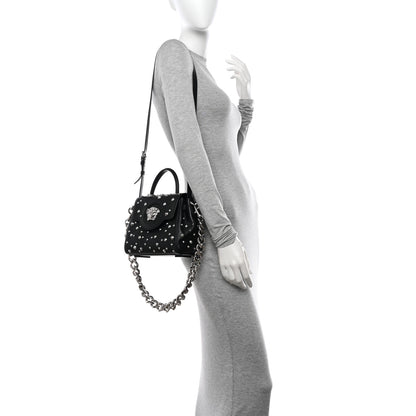 Versace Calfskin Spiked Small La Medusa Bag Black 2 of 9