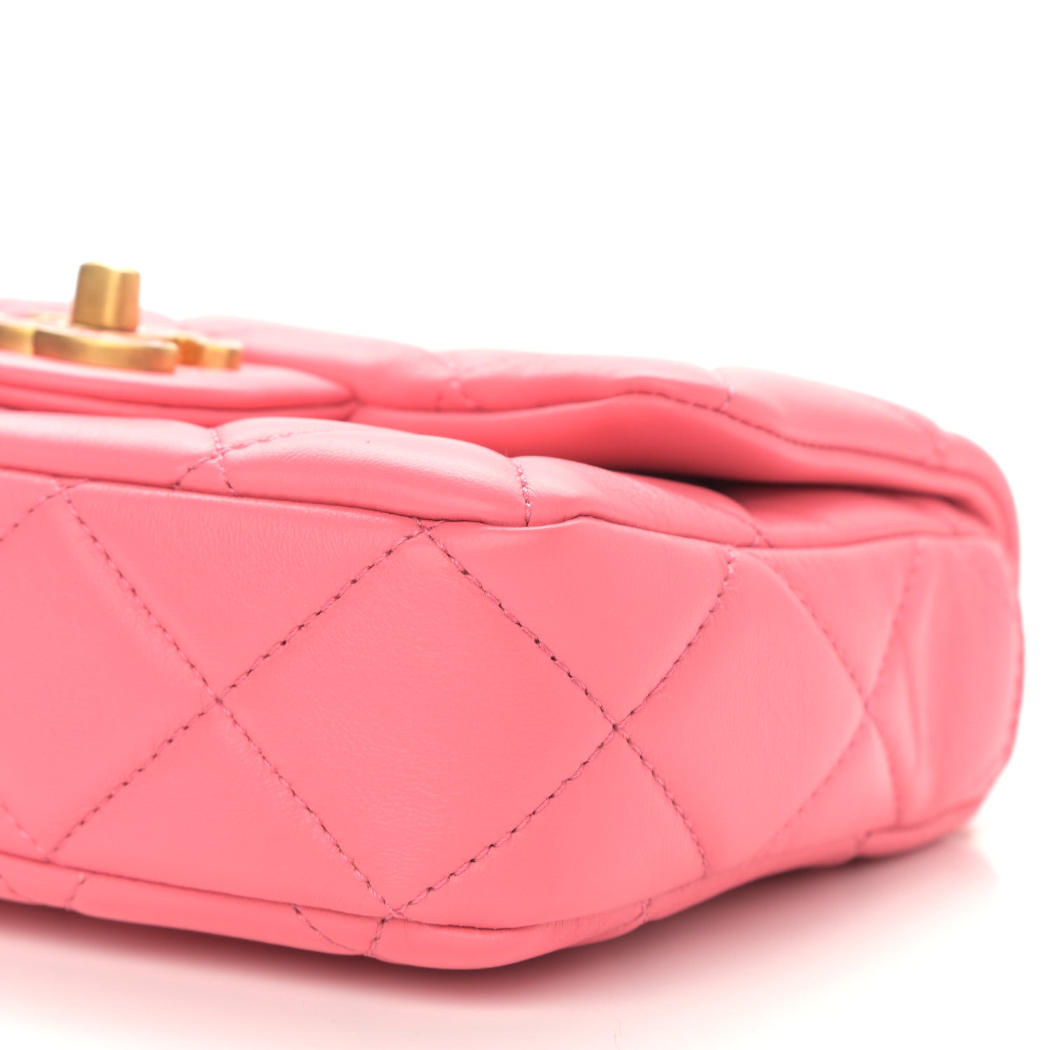 Chanel Lambskin Enamel Quilted Pending CC Mini Square Flap Pink 10 of 11
