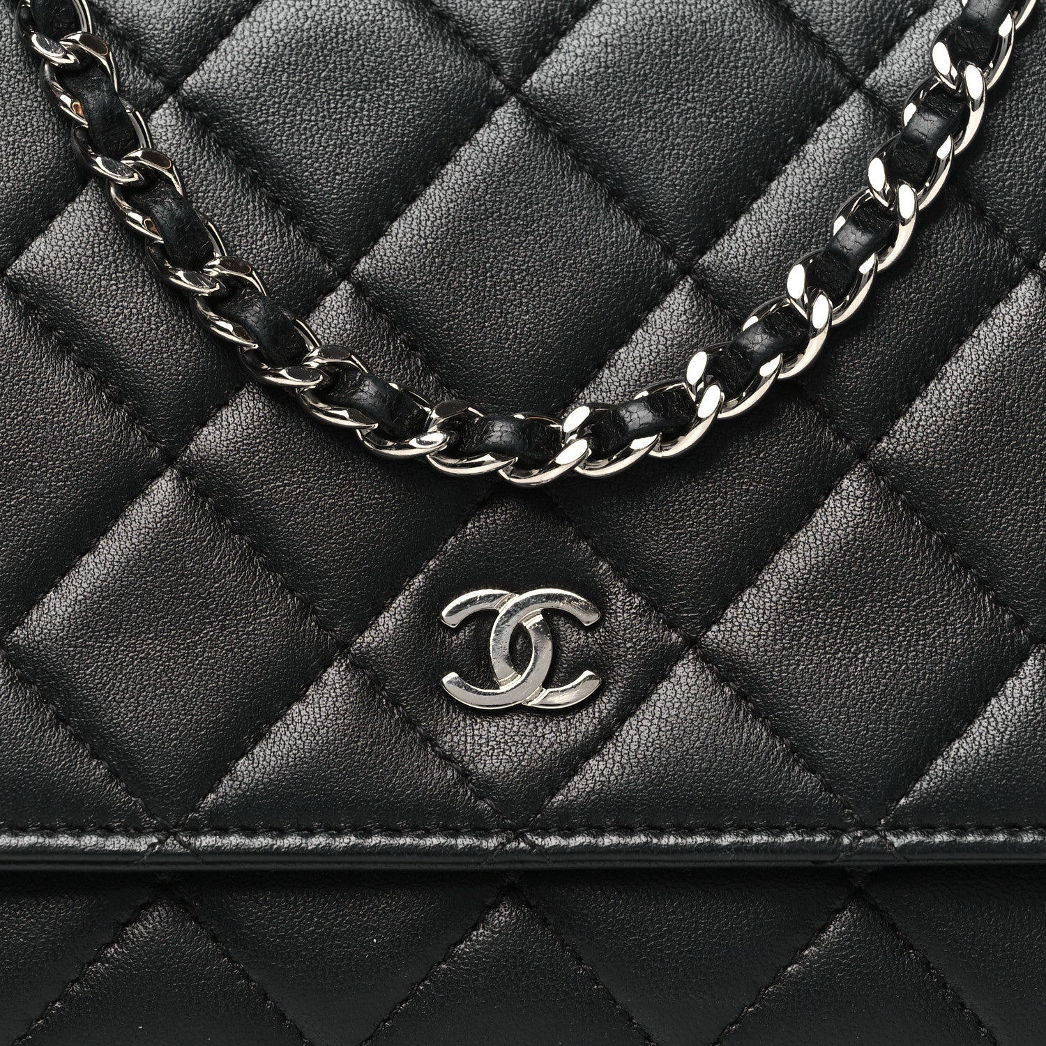 Chanel Lambskin Quilted Wallet On Chain WOC Black 9 of 12