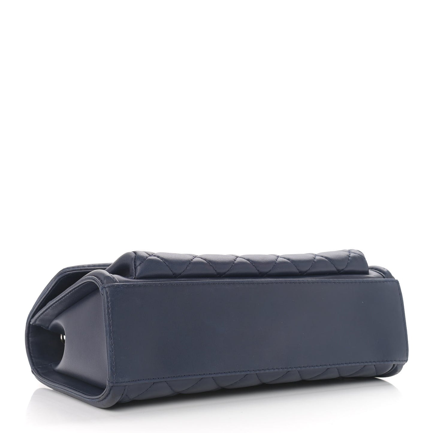 Lambskin Quilted Large Geometric Flap Navy