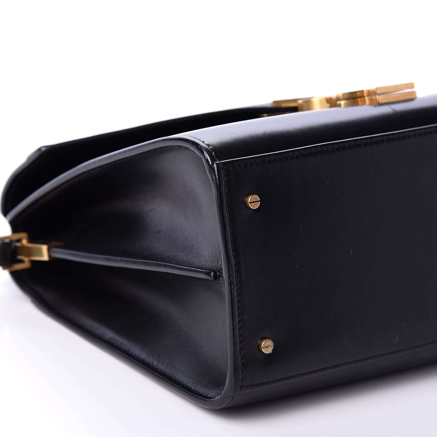Saint Laurent Smooth Calfskin Medium Classic Monogram Cassandra Top Handle Black Rouge Legion 7 of 13