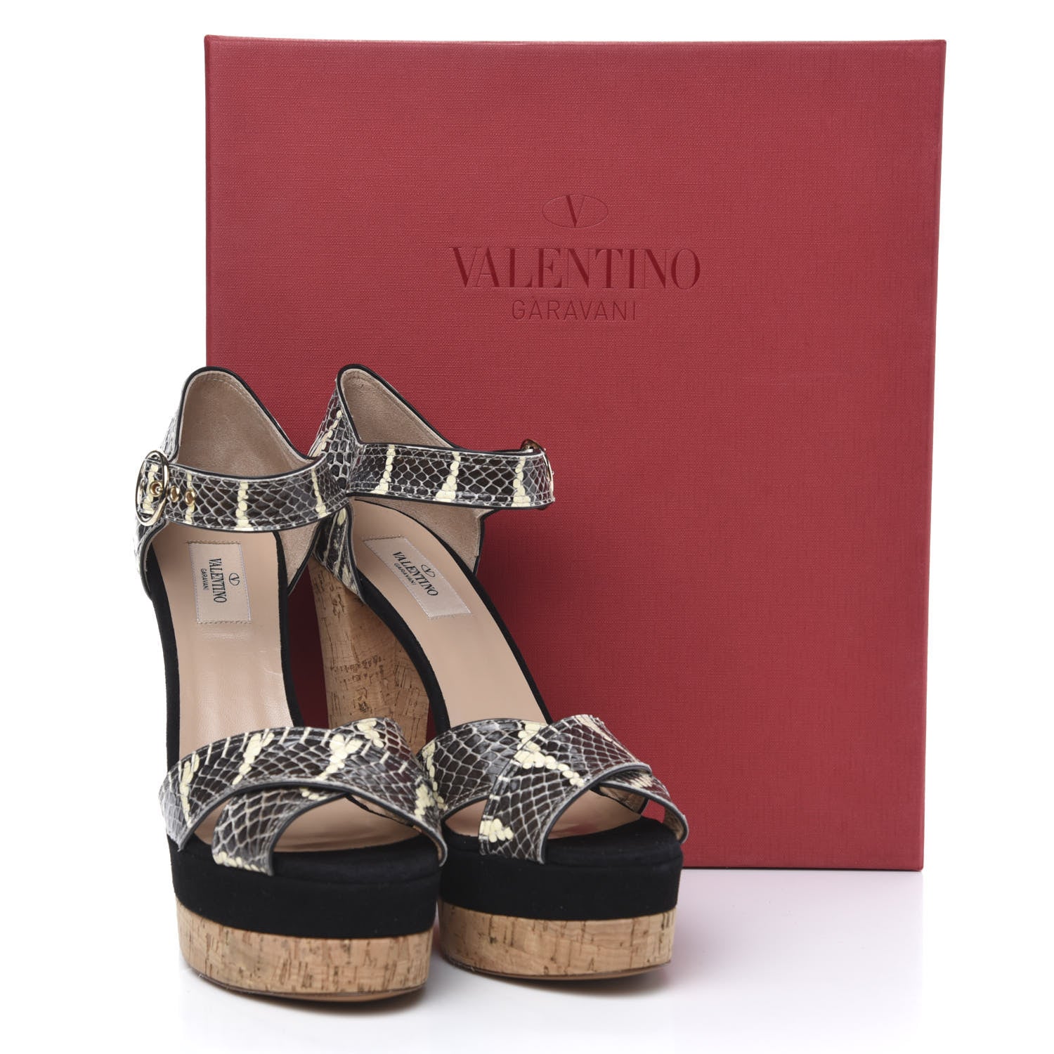 Valentino Garavani Snakeskin Embossed Platform Ankle Strap Sandals 40 Roccia 8 of 8