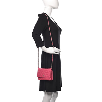 Chanel Lambskin Quilted Wallet On Chain WOC Pink 2 of 10