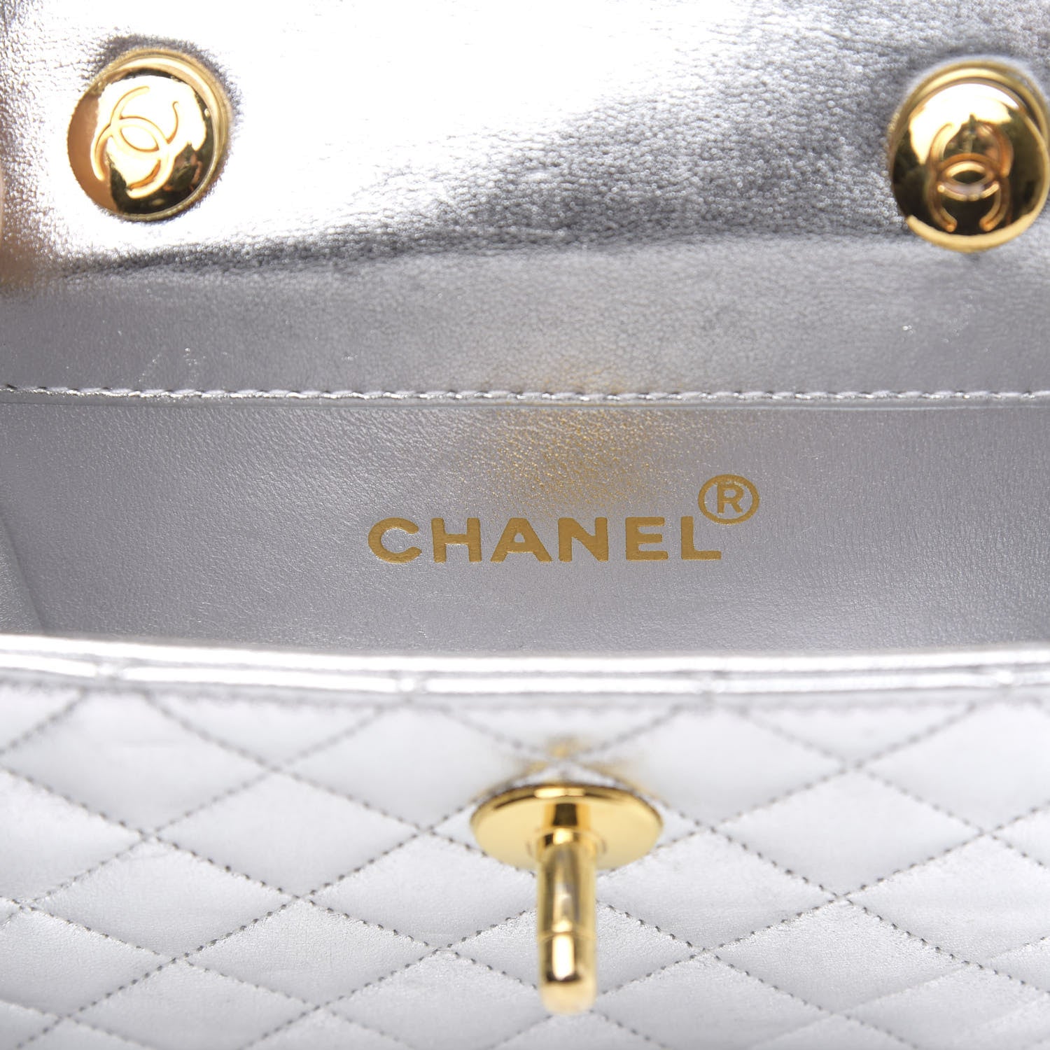 Chanel Metallic Lambskin Quilted Micro Mini Flap Silver 6 of 13