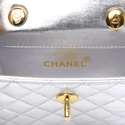 Chanel Metallic Lambskin Quilted Micro Mini Flap Silver 6 of 13