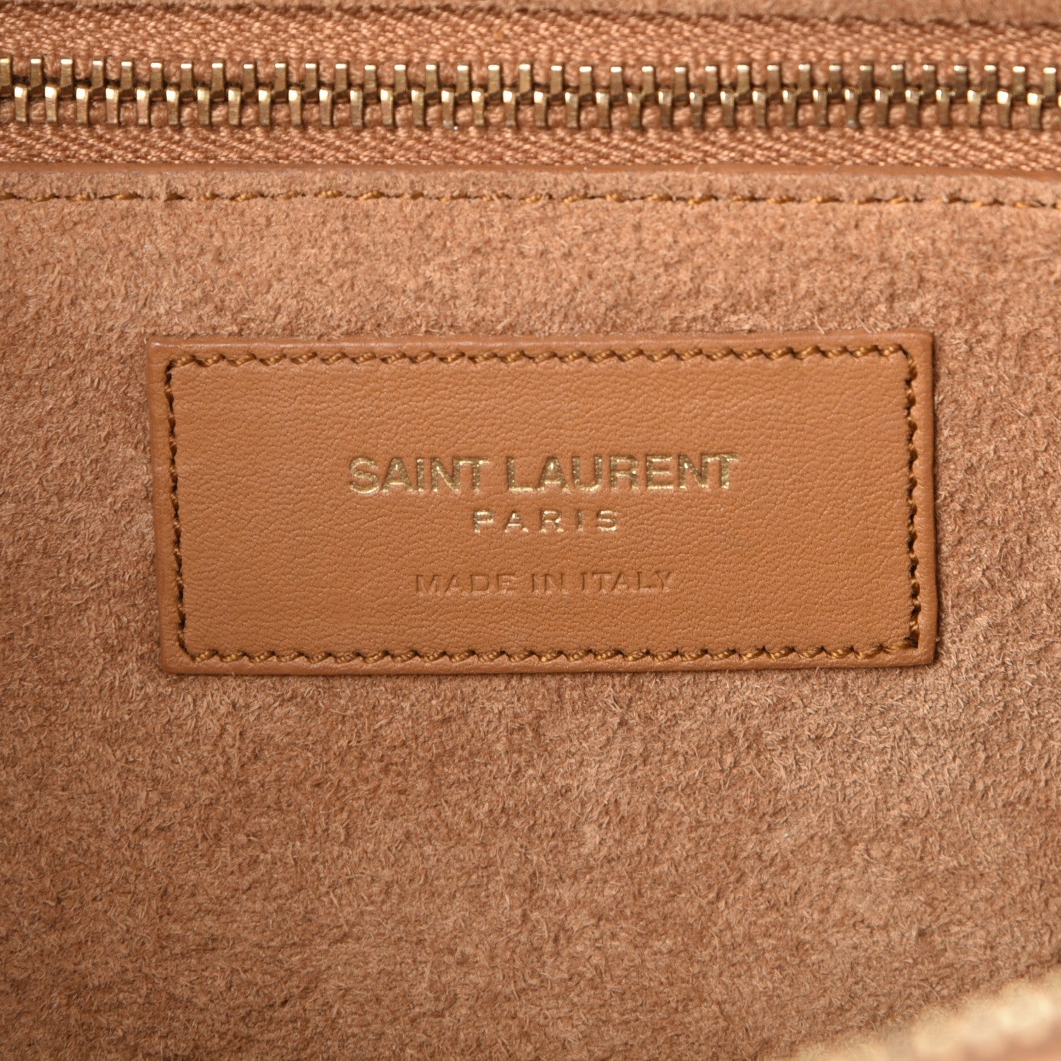 Saint Laurent Calfskin Small Rive Gauche Fringe Tote Tan 6 of 7