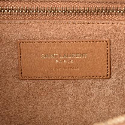 Saint Laurent Calfskin Small Rive Gauche Fringe Tote Tan 6 of 7