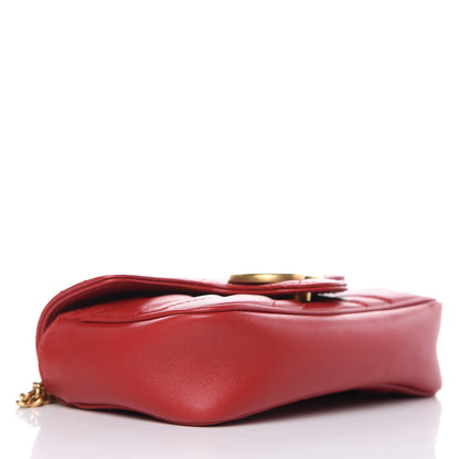 Gucci Calfskin Matelasse Super Mini GG Marmont Shoulder Bag Hibiscus Red 4 of 11