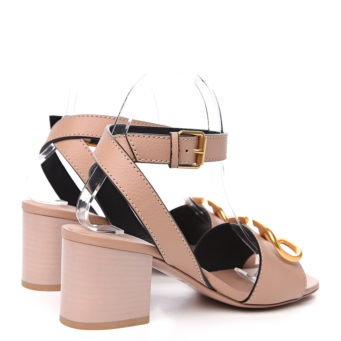Grainy Cowhide VLogo 60mm Sandals 36.5 Rose Cannelle