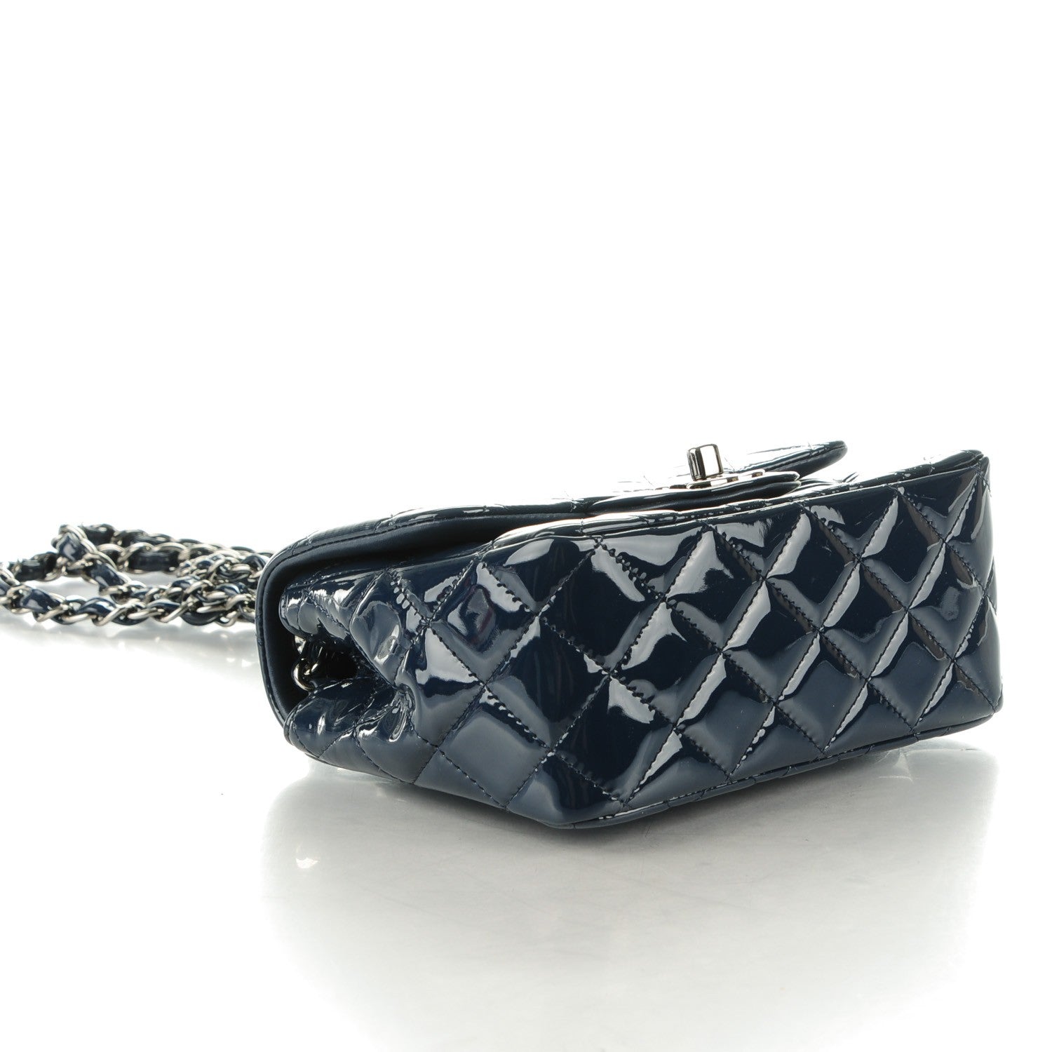 Chanel Patent Quilted Mini Square Flap Navy Blue 4 of 8