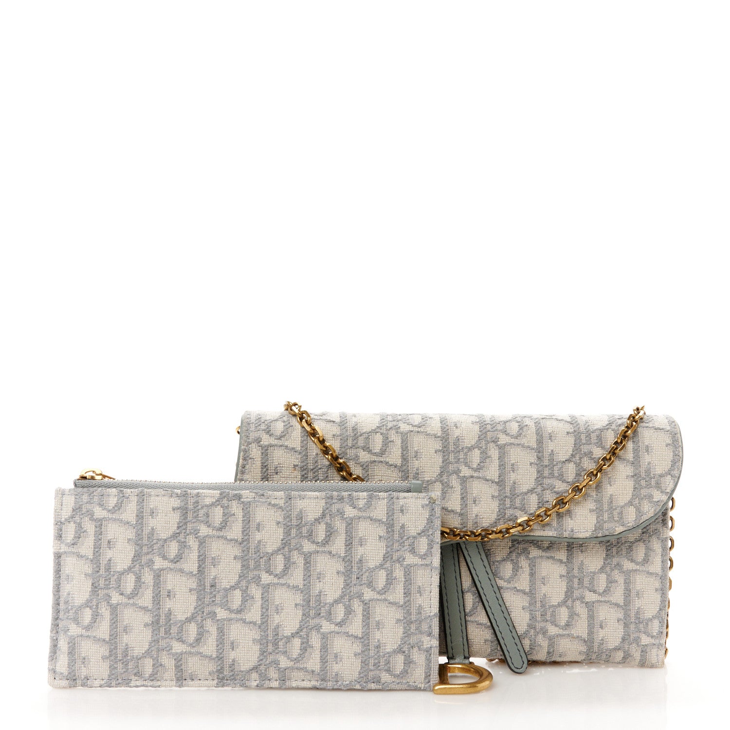 Christian Dior Oblique Saddle Chain Long Wallet Grey 3 of 15