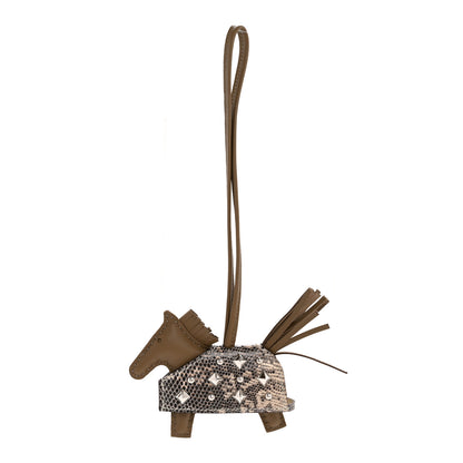 Hermes Milo Lambskin Lizard Touch Studded Grigri Rodeo Robeo Rock Horse Bag Charm PM Etoupe Ombre 1 of 5
