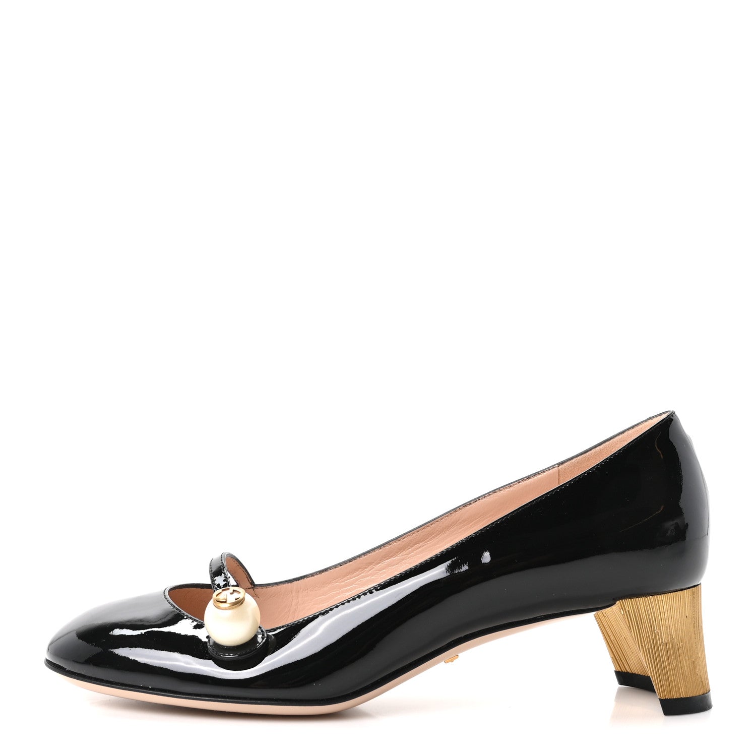 Gucci Vernice Crystal Pearl Embellished Mary Jane Pumps 35.5 Black 1 of 10