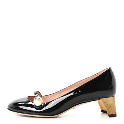 Gucci Vernice Crystal Pearl Embellished Mary Jane Pumps 35.5 Black 1 of 10