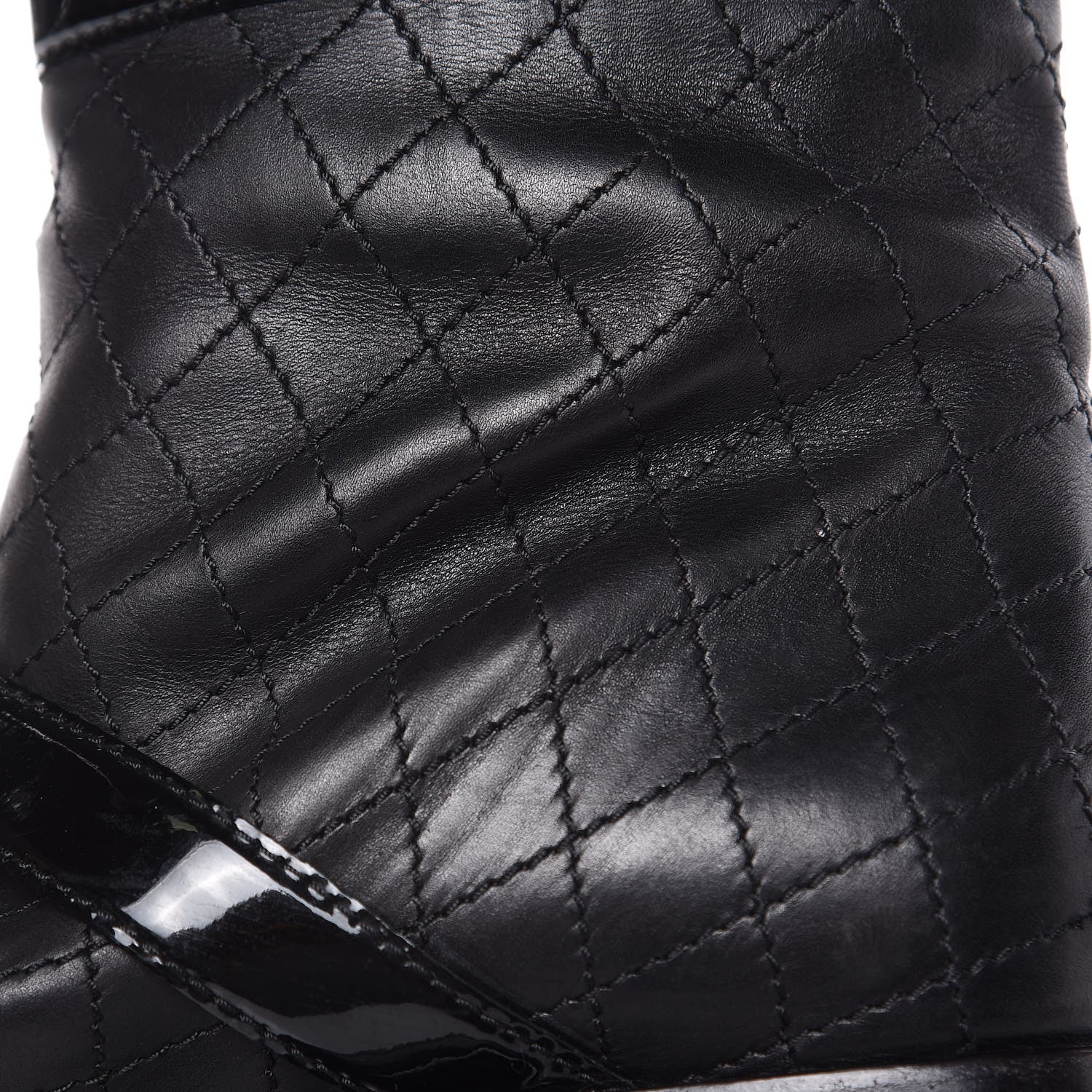 Chanel Calfskin Patent Quilted Cap Toe Boots 39 Black 9 of 9