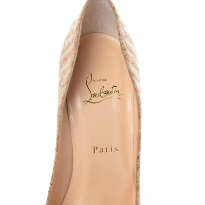 Christian Louboutin Liege Embossed So Kate 120 Pumps 38.5 Beige 7 of 9
