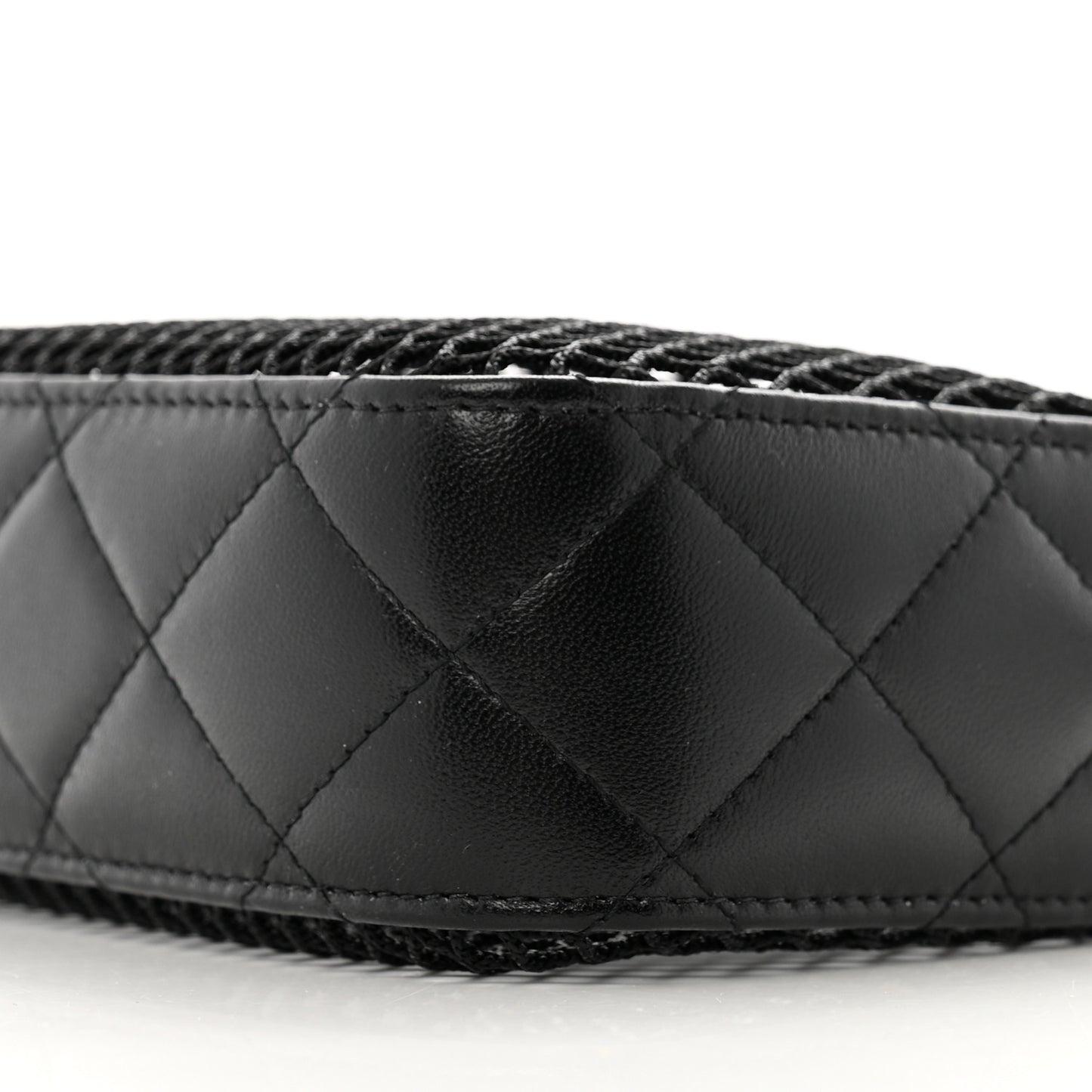 Mesh Shiny Lambskin Clutch With Chain Black