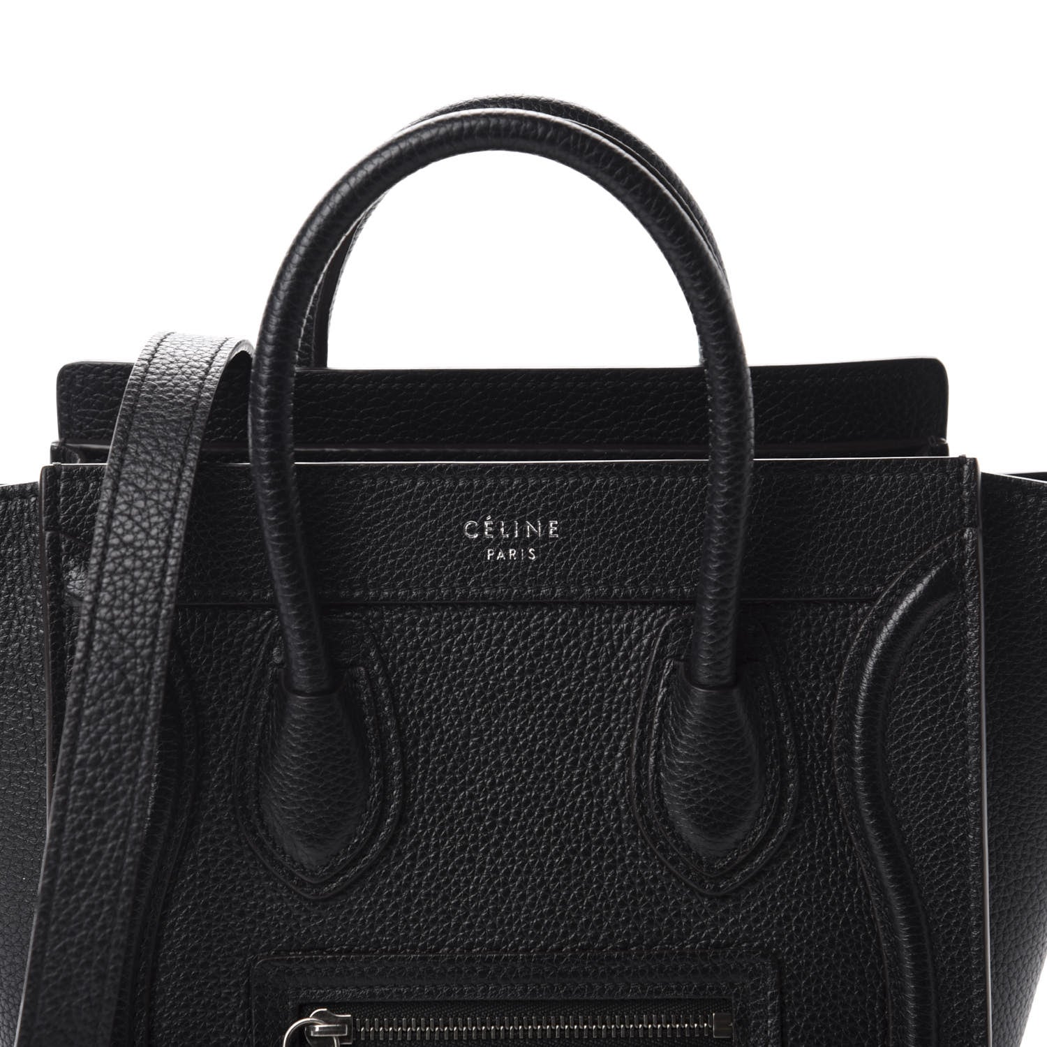 Celine Drummed Calfskin Nano Luggage Black 10 of 10