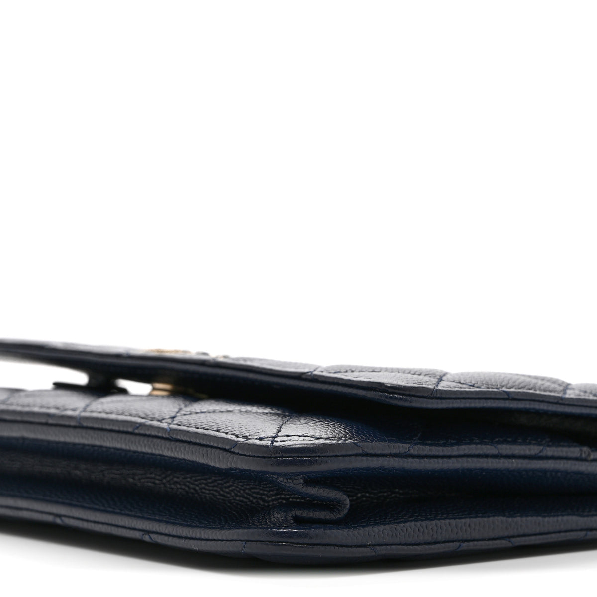 Caviar Quilted Crystal CC Wallet On Chain WOC Navy