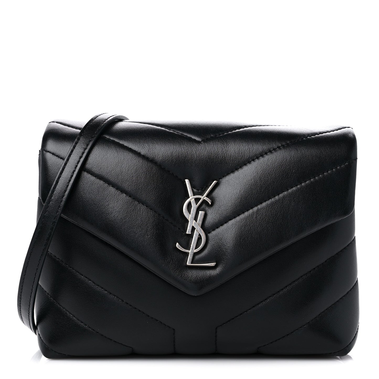 Calfskin Y Quilted Monogram Toy Loulou Crossbody Bag Black