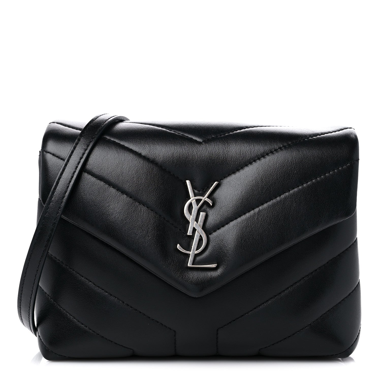 Saint Laurent Calfskin Y Quilted Monogram Toy Loulou Crossbody Bag Black 1 of 11