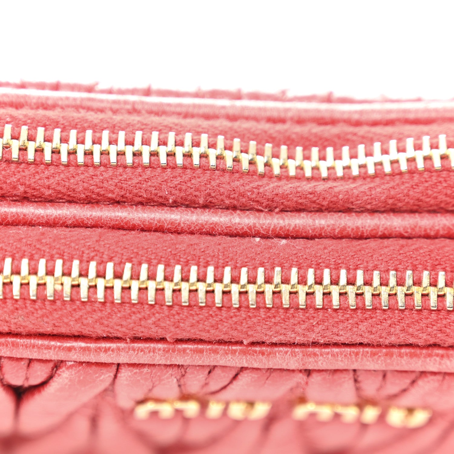 Miu Miu Nappa Matelasse Double Zip Pochette Clutch Rosso 11 of 13