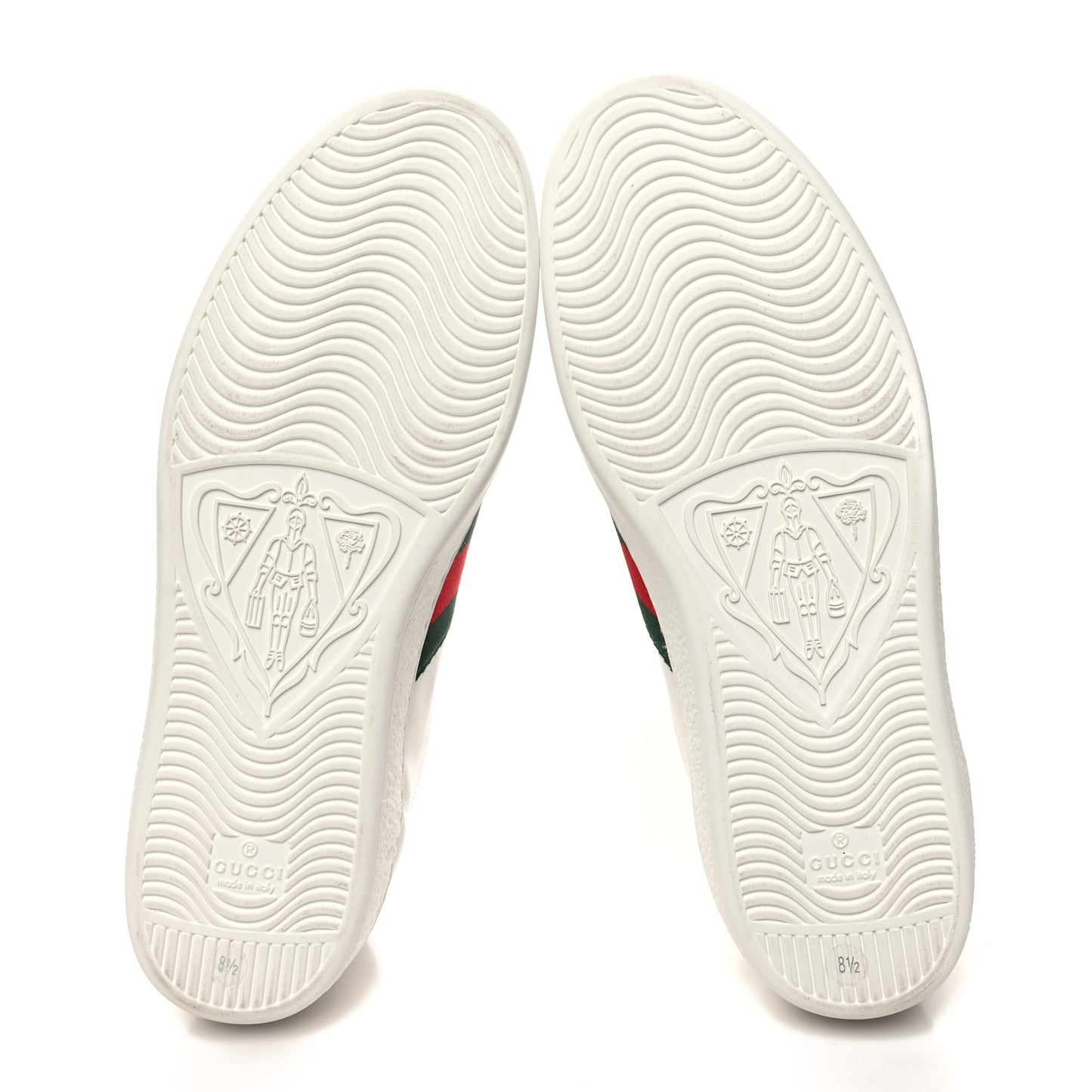 Calfskin Crocodile Web Mens Ace Sneakers 8.5 White Green