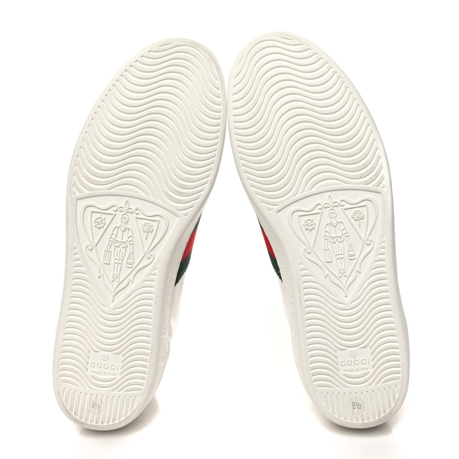Gucci Calfskin Crocodile Web Mens Ace Sneakers 8.5 White Green 5 of 9