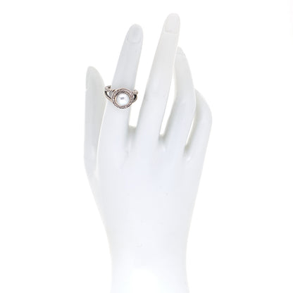 David Yurman Sterling Silver Diamond Pearl 8mm Petite Cerise Ring 52 6 2 of 4