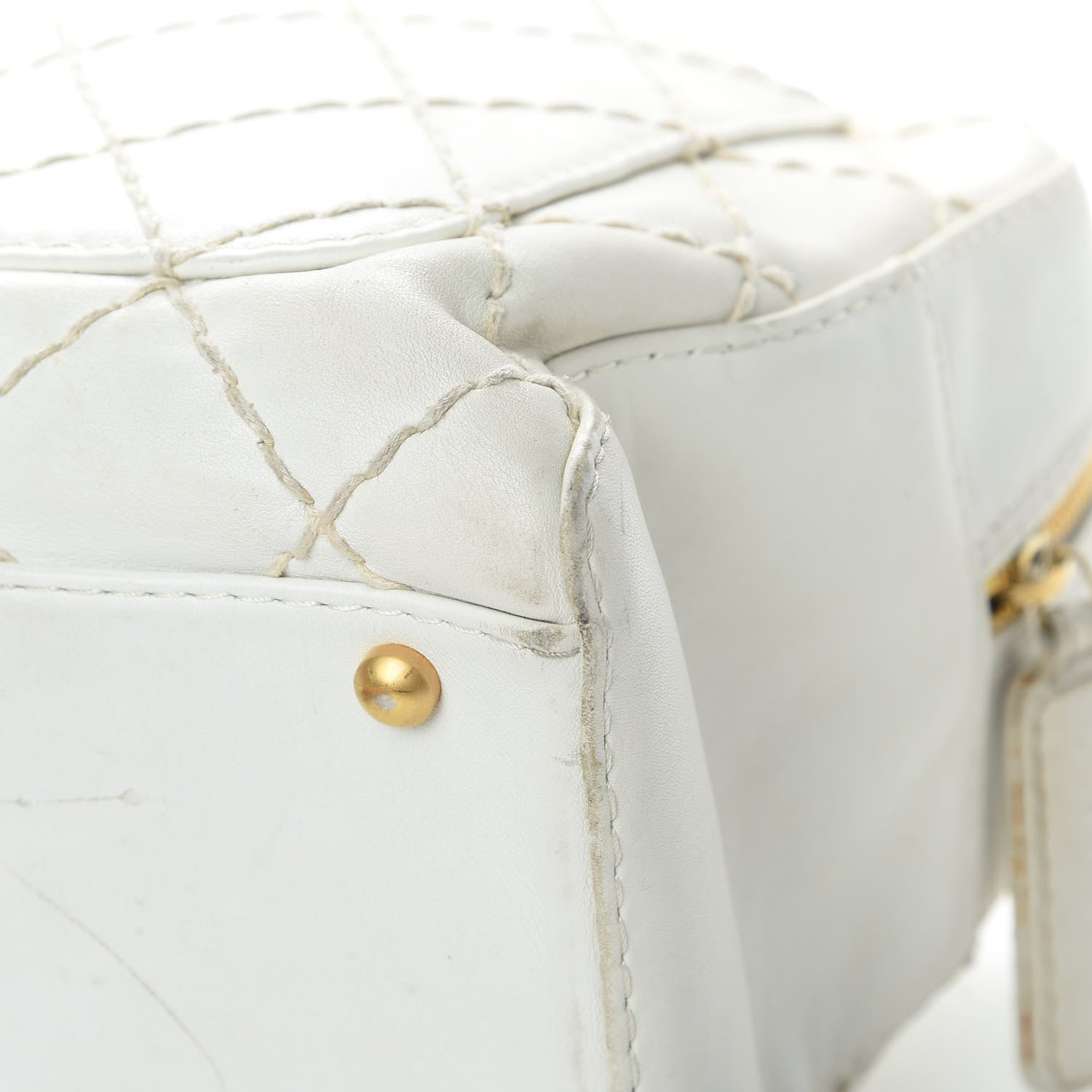 Chanel Calfskin Wild Stitch Top Handle Bag White 11 of 26